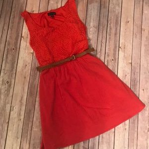 {City Triangles} Coral Crochet A-Line Dress